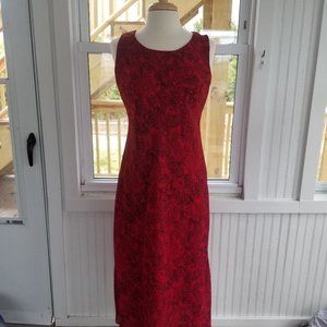 Midi length red/blk Dress Size 8